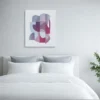 ClassicPlainz Futurama Abstract art Canvas placed above a white bed, behind a white-grey background in a bedroom.